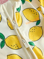 Bonds Lemon Fruit Print Zip White Sleepsuit - Image 3 of 4