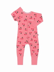 Bonds Pink Cherry Fruit Print Zip Sleepsuit Wondersuit - Image 1 of 4