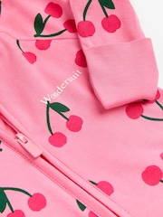 Bonds Pink Cherry Fruit Print Zip Sleepsuit Wondersuit - Image 4 of 4