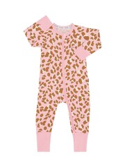Bonds Pink Leopard Print Zip Sleepsuit Sleepsuit - Image 1 of 4