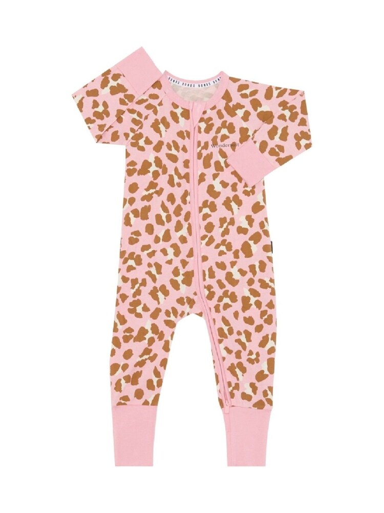 Bonds Pink Leopard Print Zip Sleepsuit Sleepsuit - Image 1 of 4