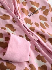 Bonds Pink Leopard Print Zip Sleepsuit Sleepsuit - Image 3 of 4