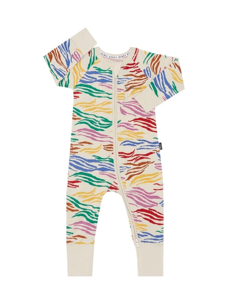 Bonds Cream Rainbow Zebra Print Zip Sleepsuit Sleepsuit - Image 1 of 4