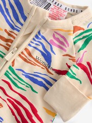 Bonds Cream Rainbow Zebra Print Zip Sleepsuit Sleepsuit - Image 3 of 4