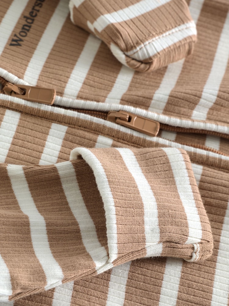 Bonds Natural Easy Stripe Zip Sleepsuit Wondersuit - Image 4 of 4