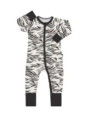 Bonds Grey Mono Zebra Print Zip Sleepsuit - Image 1 of 4