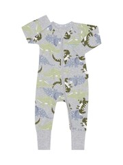 Bonds Grey Oversized Dinosoar Print Zip Sleepsuit - Image 1 of 3