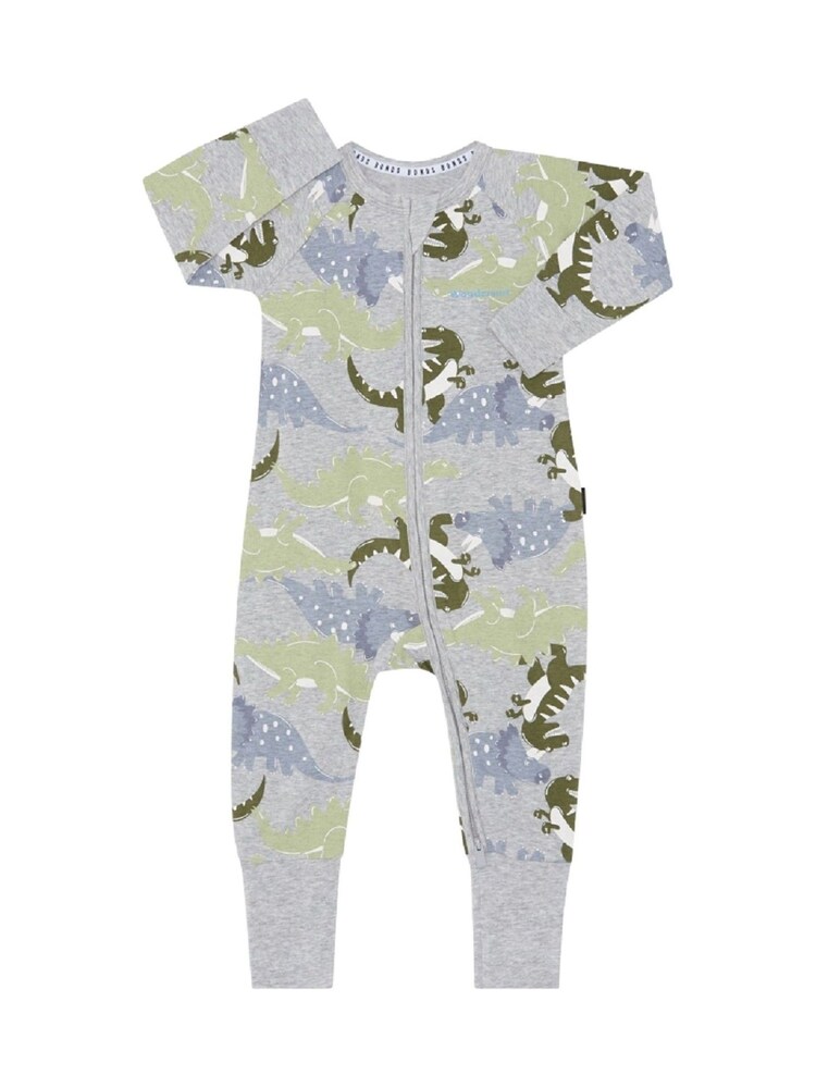 Bonds Grey Oversized Dinosoar Print Zip Sleepsuit - Image 1 of 3