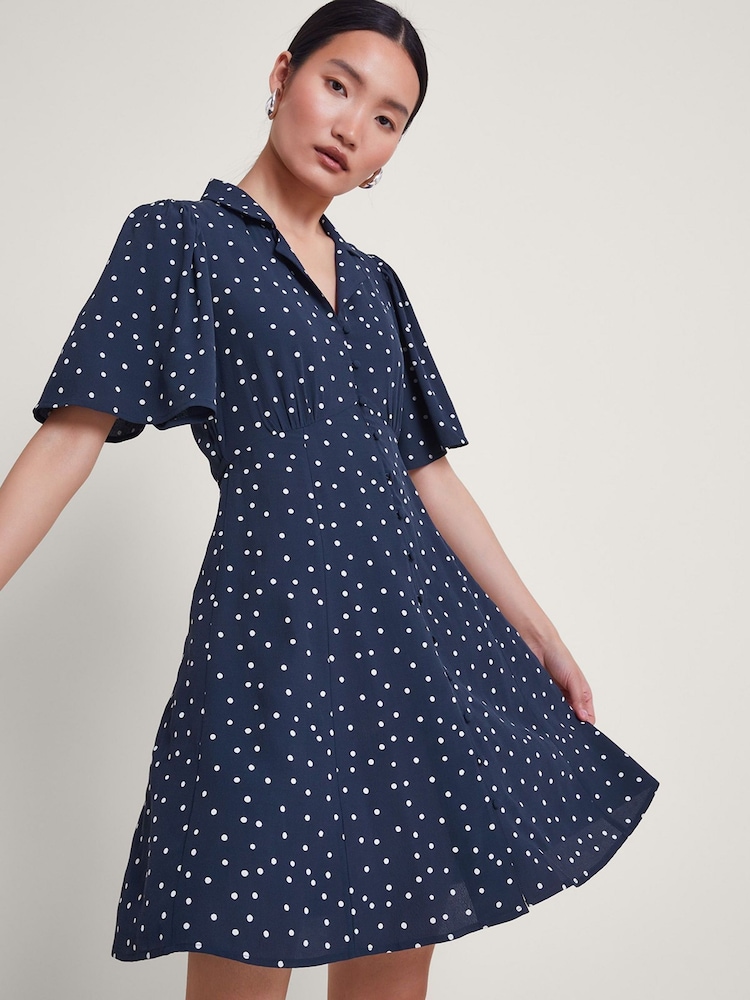 Monsoon Blue Shiloh Spot Dress - Image 1 of 1