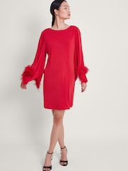 Monsoon Red Fi Feather Tunic Dress - Image 1 of 4