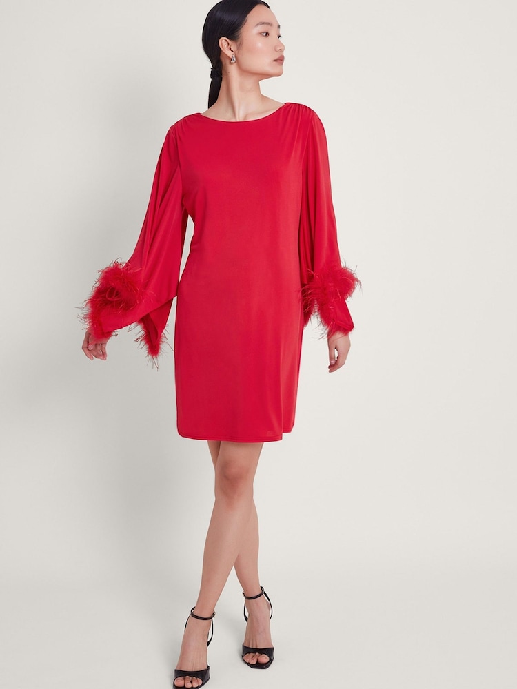 Monsoon Red Fi Feather Tunic Dress - Image 1 of 4
