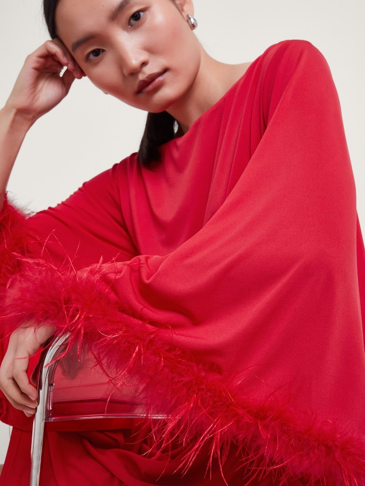 Monsoon Red Fi Feather Tunic Dress - Image 2 of 4