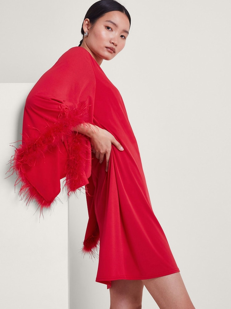 Monsoon Red Fi Feather Tunic Dress - Image 4 of 4