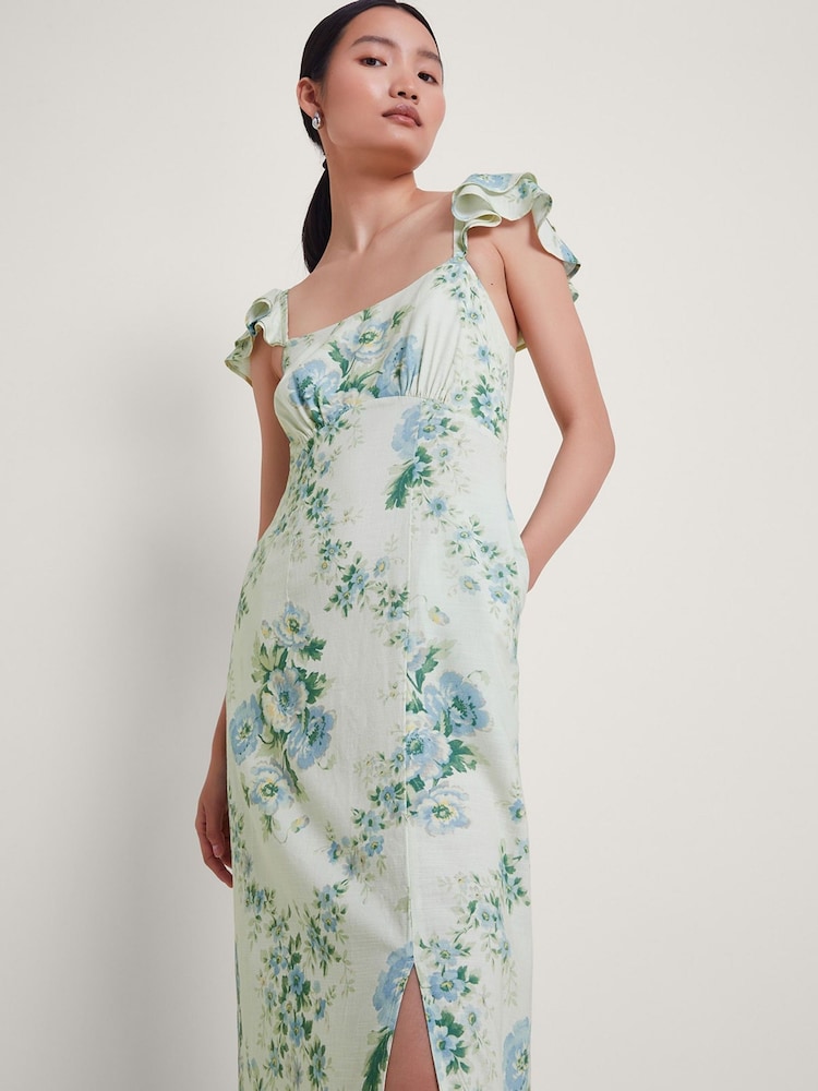 Monsoon Natural Zimira Floral Midi Dress - Image 4 of 4