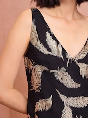Love & Roses Black Petite Metallic V Neck V Back Vest - Image 2 of 4