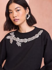 Negru - Love & Roses Jerseu blugi - Image 1 of 4