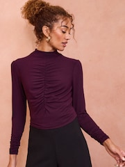Love & Roses Ruched Front Long Sleeve Jersey T-Shirt - Image 1 of 4