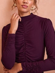Love & Roses Ruched Front Long Sleeve Jersey T-Shirt - Image 2 of 4