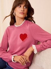 Love & Roses Pink Jersey Sweatshirt - Image 1 of 4