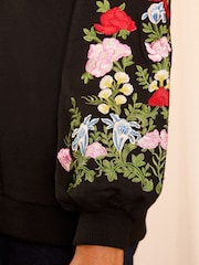 Love & Roses Black Floral Jersey Sweatshirt - Image 2 of 4