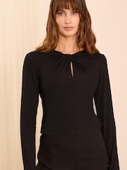 Love & Roses Black Knot Front Long Sleeve Jersey T-Shirt - Image 3 of 4
