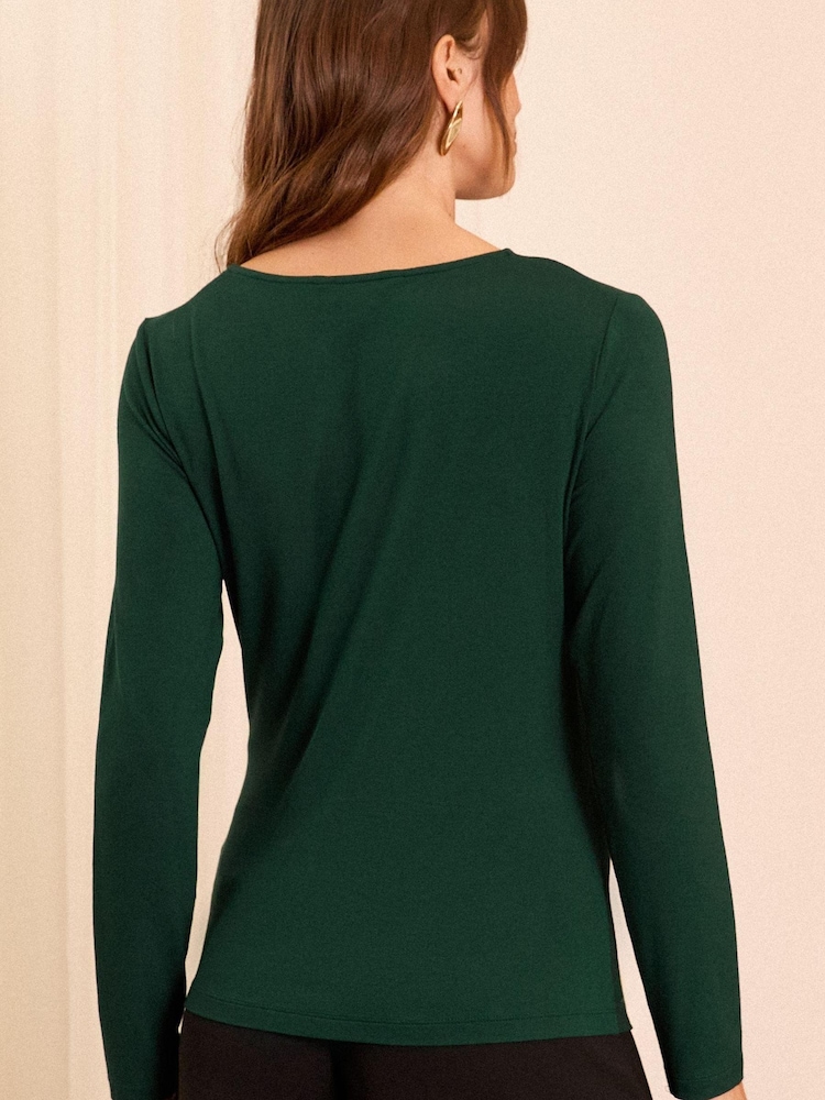 Love & Roses Forest Green Long Sleeve Jersey T-Shirt - Image 4 of 4
