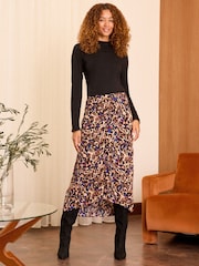 Negru guler cu volane - Love & Roses Mânecă lungă Jersey Tricou - Imaginea 3 din 4