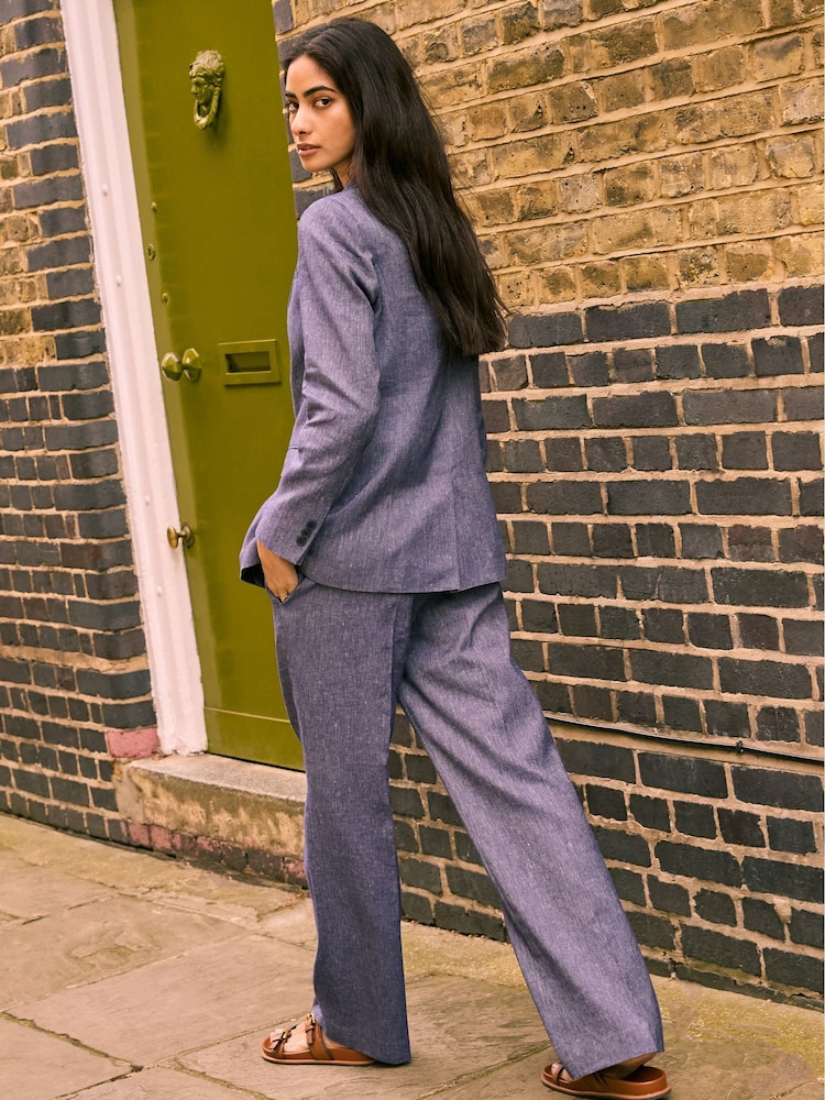 Baukjen Blue Giselle 100% Linen Trousers - Image 1 of 3