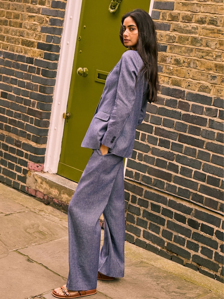Baukjen Blue Giselle 100% Linen Trousers - Image 2 of 3