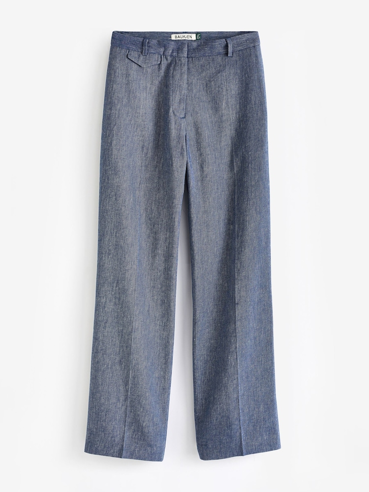 Baukjen Blue Giselle 100% Linen Trousers - Image 3 of 3