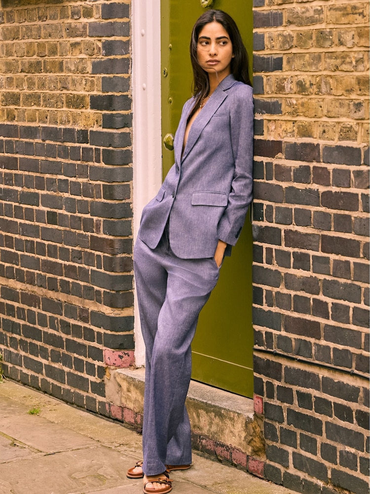 Baukjen Blue Stina 100% Linen Blazer - Image 1 of 4