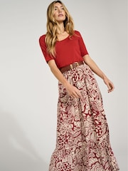 Baukjen Essentials Scoop Red T-Shirt with Lenzing™ Ecovero™ - Image 1 of 3