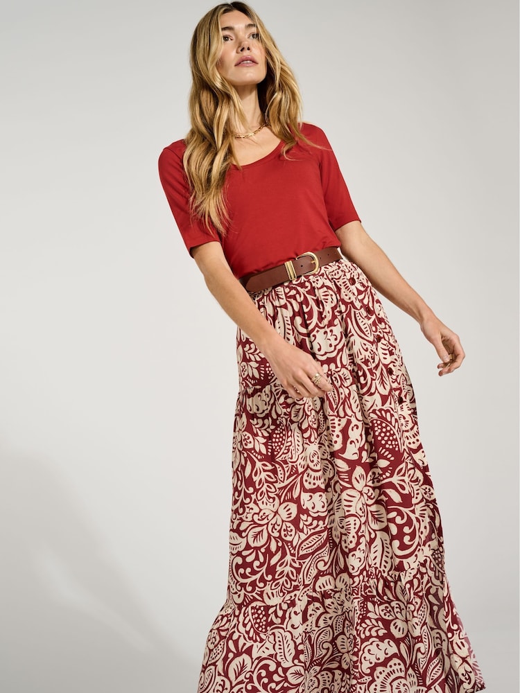 Baukjen Essentials Scoop Red T-Shirt with Lenzing™ Ecovero™ - Image 1 of 3