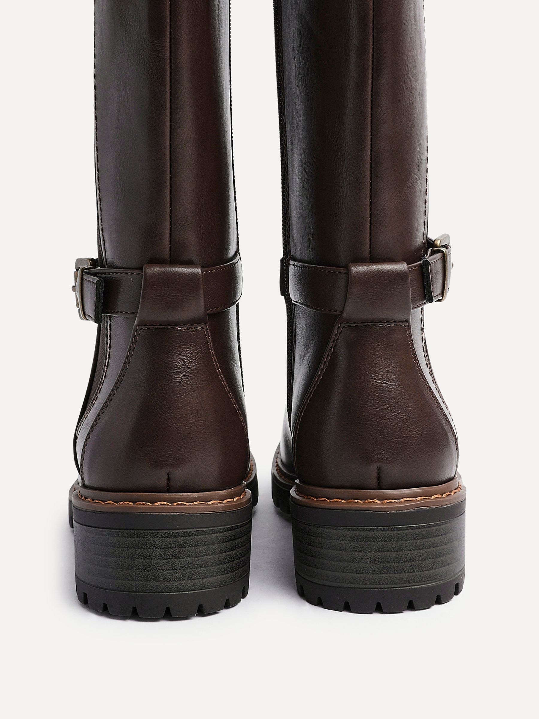 Buy Linzi Brown Gilded High Leg Boots With Stretch Side Panel and