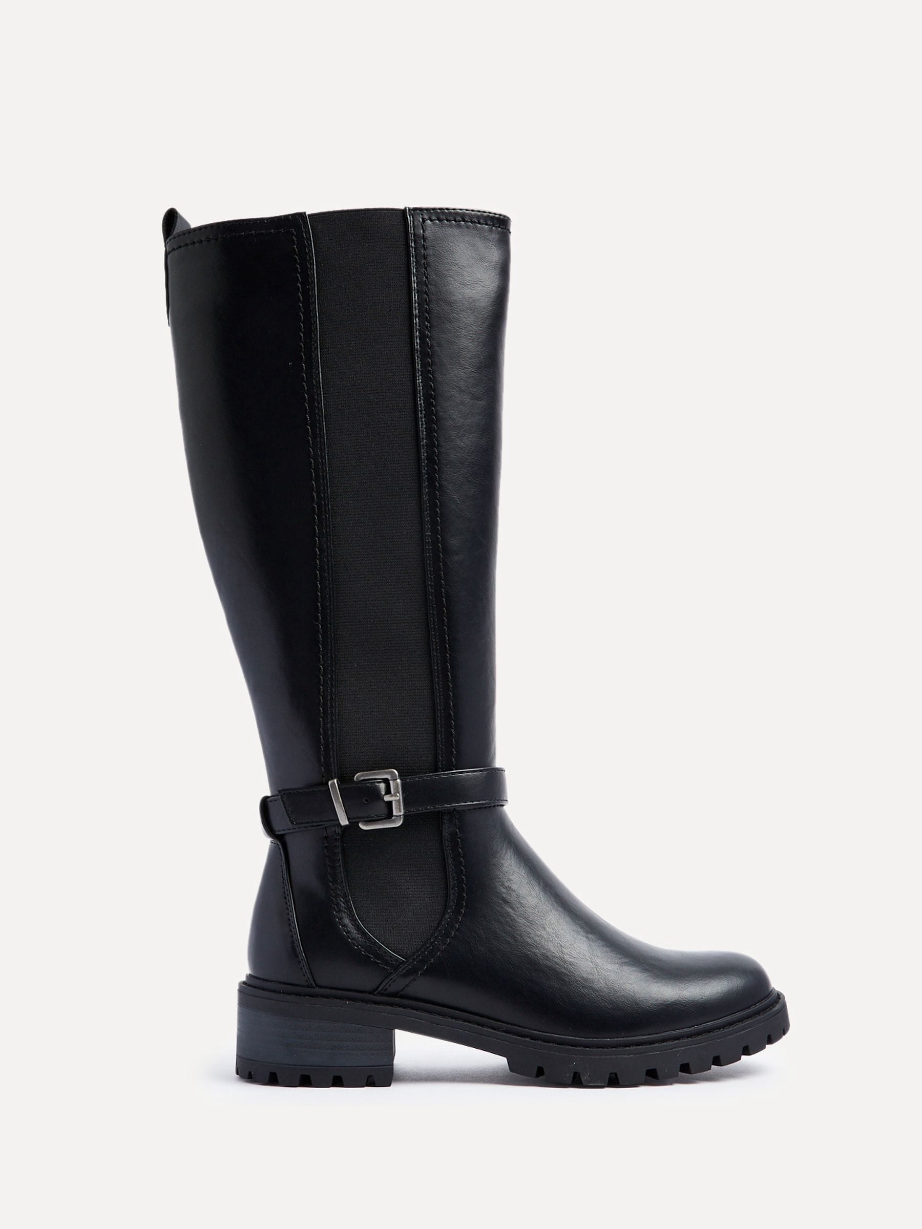 Buy Linzi Black Gilded High Leg Boots With Stretch Side Buy Linzi Black Gilded High Leg Boots With Stretch Side