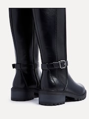 Linzi Black Gilded High Leg Boots With Stretch Side Panel and Buckle Detail - Image 5 of 6
