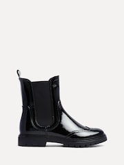 Linzi Black Esme Patent Ankle Boots With Stitched Detail - Image 3 of 6