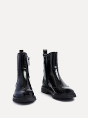 Linzi Black Esme Patent Ankle Boots With Stitched Detail - Image 4 of 6