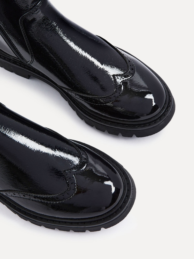 Linzi Black Esme Patent Ankle Boots With Stitched Detail - Image 6 of 6