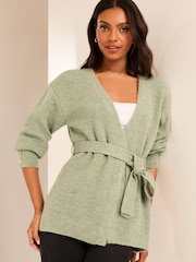 zelena - Lipsy Cosy dolg rokav; z dolgimi rokavi Rib Edge To Edge Knit pletena jopa - Slika 2 iz 4