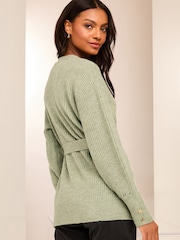 zelena - Lipsy Cosy dolg rokav; z dolgimi rokavi Rib Edge To Edge Knit pletena jopa - Slika 4 iz 4