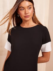 Friends Like These Black/White Colour Block Shift Dress - Image 2 of 4