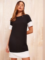 Friends Like These Black/White Colour Block Shift Dress - Image 3 of 4