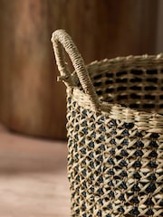 French Connection Set of 2 Black & Natural Seagrass Storage Baskets - Image 2 of 3