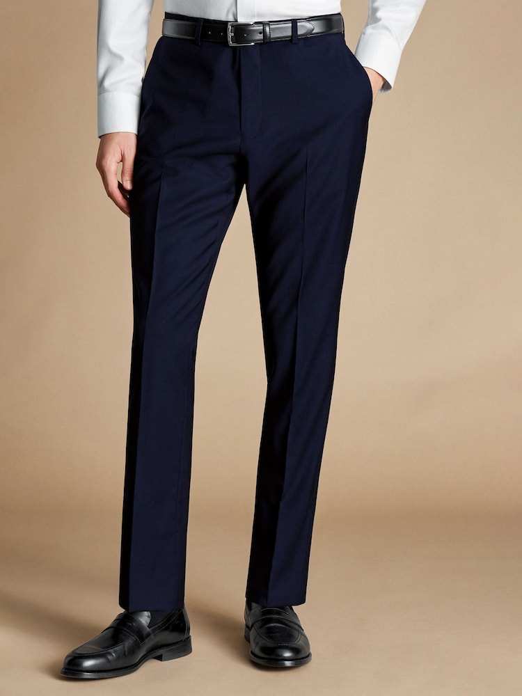Charles Tyrwhitt Blue Slim Fit Italian Luxury Trousers - Image 1 of 4