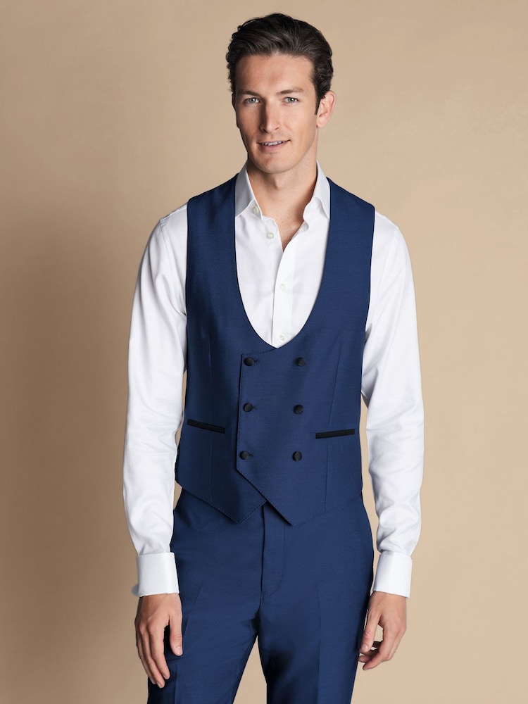 Charles Tyrwhitt Blue Adjustable Fit Dinner Suit Waistcoat - Image 1 of 2