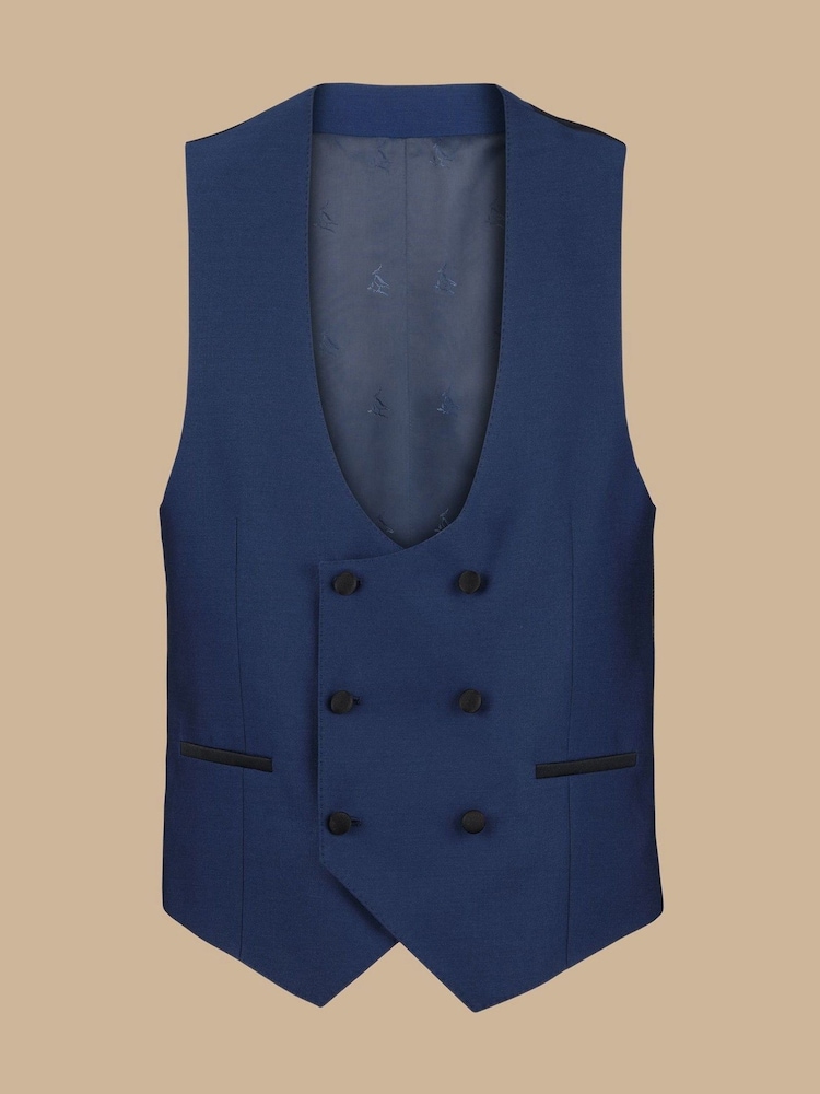 Charles Tyrwhitt Blue Adjustable Fit Dinner Suit Waistcoat - Image 2 of 2