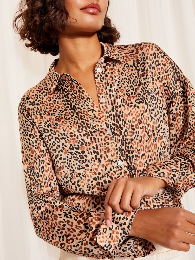 Friends Like These Brown Satin Button Through Shirt - Image 2 of 4