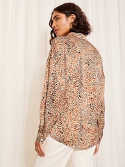 Friends Like These Brown Satin Button Through Shirt - Image 4 of 4
