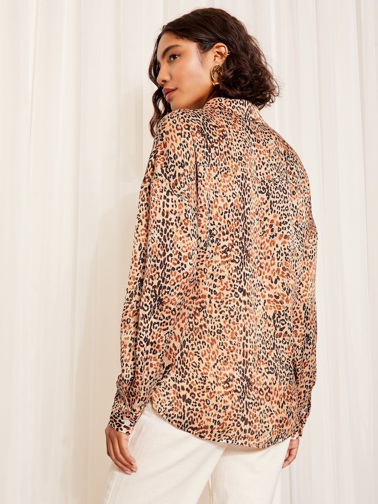 Friends Like These Brown Satin Button Through Shirt - Image 4 of 4